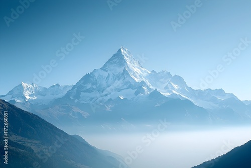 Wallpaper Mural Majestic Snow Capped Mountain Landscape with Serene Blue Sky for Text Overlay Torontodigital.ca