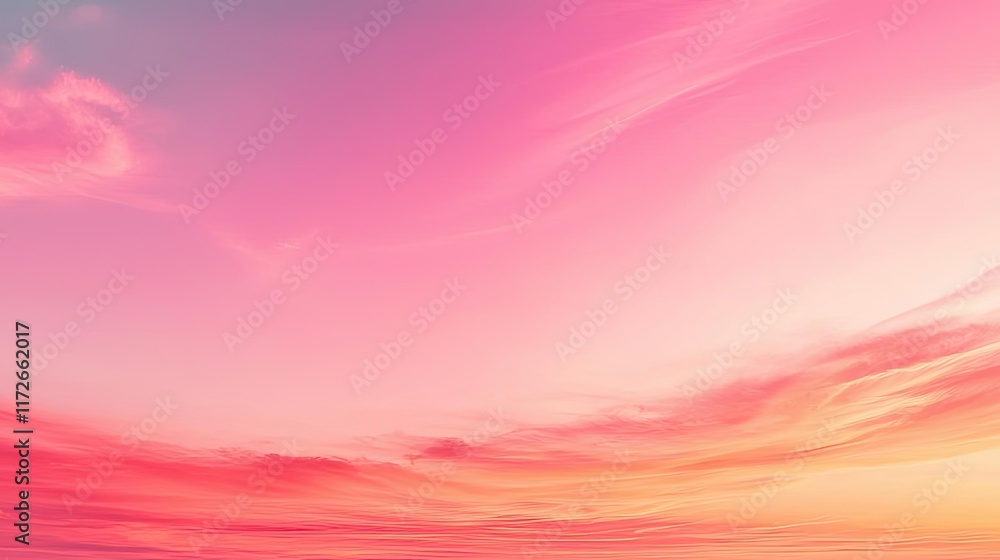 Obraz premium Minimal skies idea. A serene sunset sky painted with vibrant pink and purple hues, creating a tranquil atmosphere.