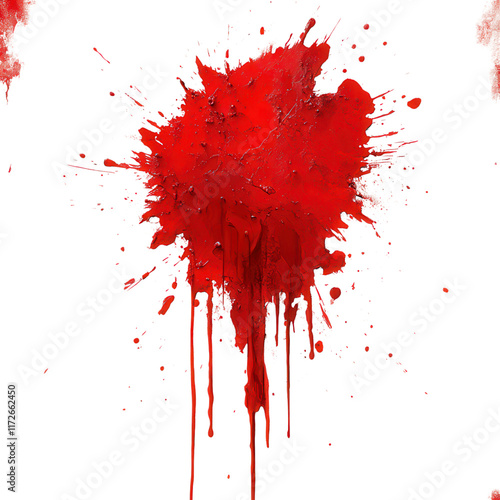 Crimson Stains on Purity, A stark contrast of blood splatters against a pristine white canvas, evoking themes of violence and innocence.