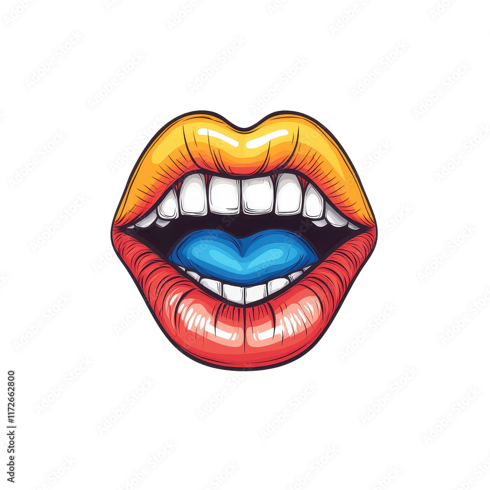 Colorful Clown Mouth with Exaggerated Lips Colorful Clown Mouth with Exaggerated Lips
