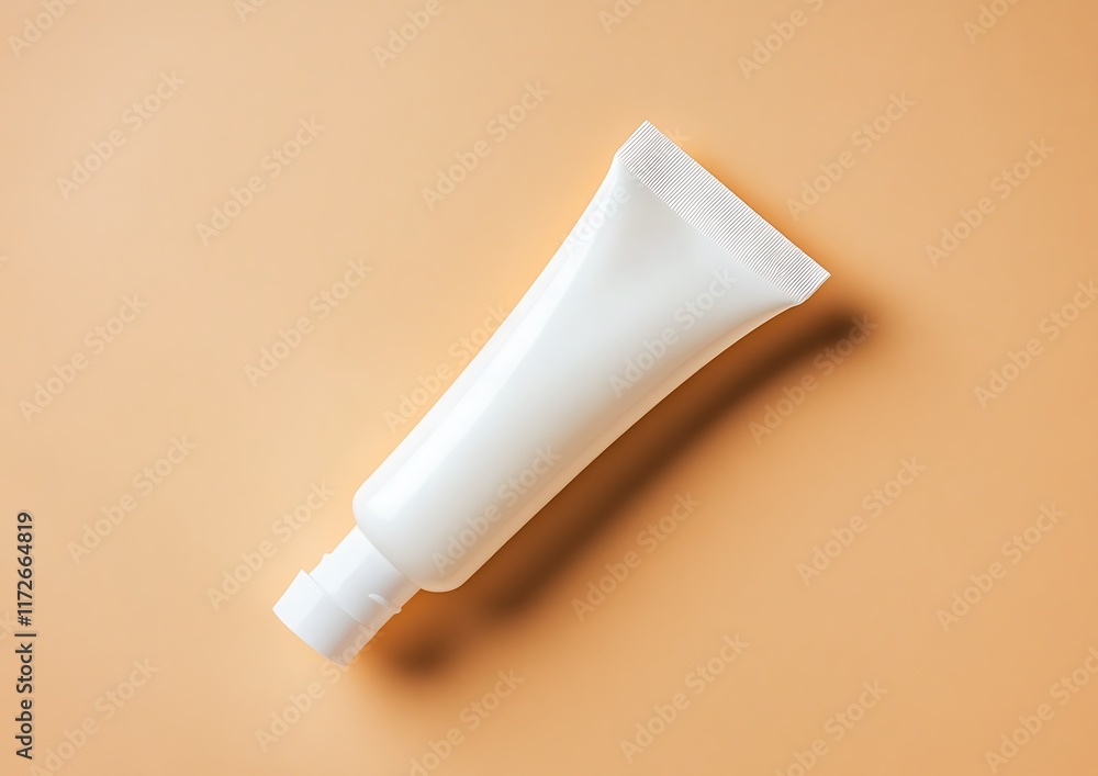 White tube of cream on a colorful background, a mockup for a design presentation, close-up view, minimalism, high-resolution photography. White tube of cream on a colorful background, a mockup for a design presentation, close-up view, minimalism, high-resolution photography.