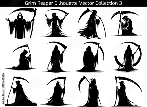 Set of Grim Reaper Silhouette Vector Illustration photo