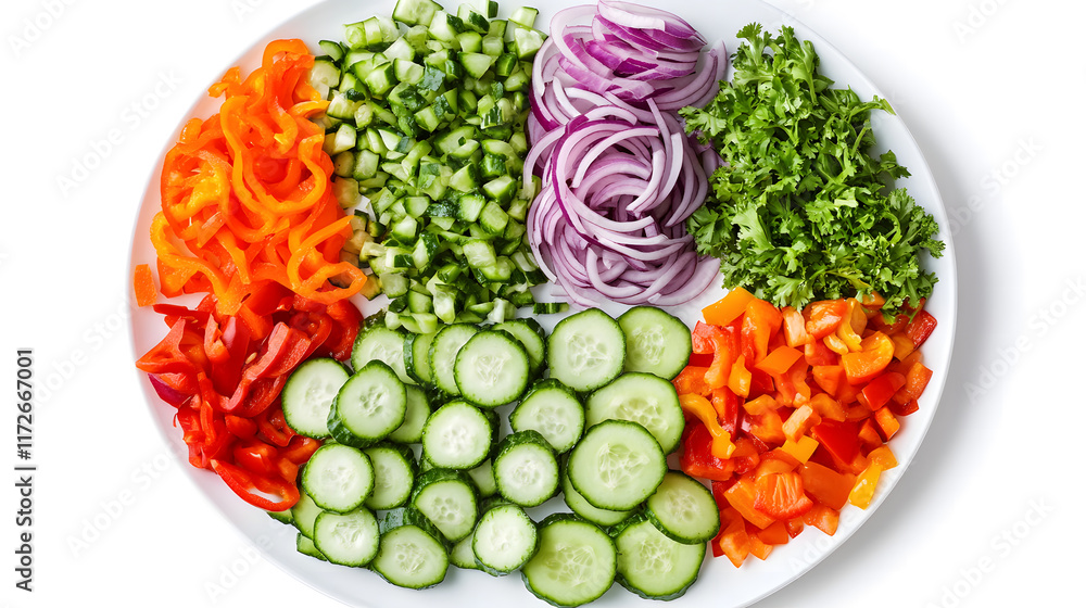 Fresh Salad Ingredients in Bowls on White Background Fresh Salad Ingredients in Bowls on White Background