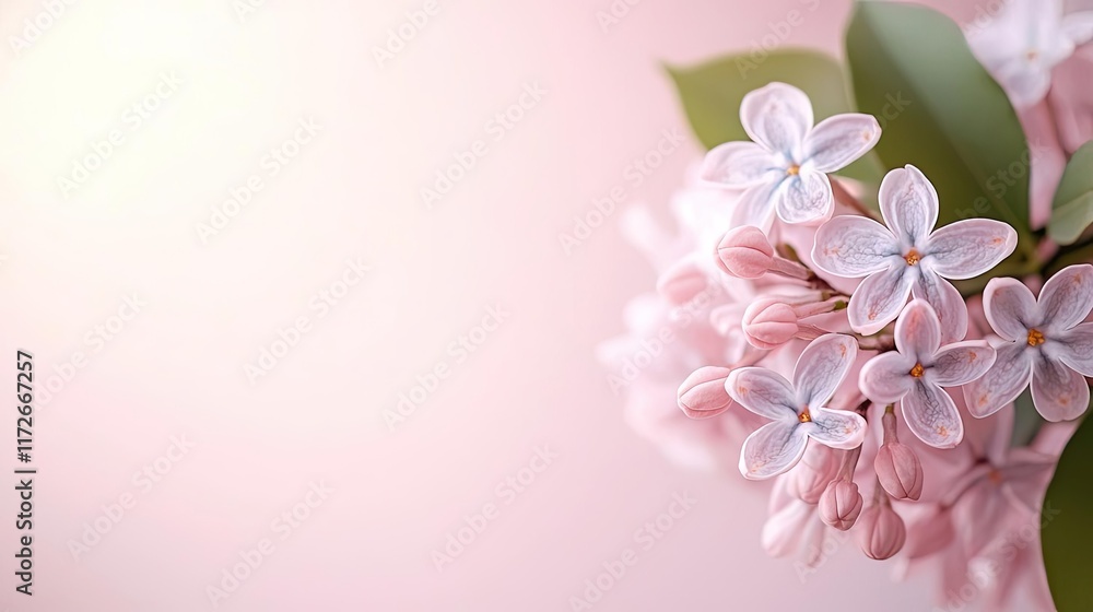 Minimal skies idea. Delicate pink and white flowers blossom against a soft pastel background. Minimal skies idea. Delicate pink and white flowers blossom against a soft pastel background.