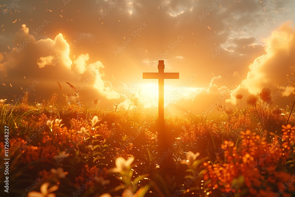 Fototapeta premium A Radiant Holy Cross Representing Spiritual Strength and Redemption 