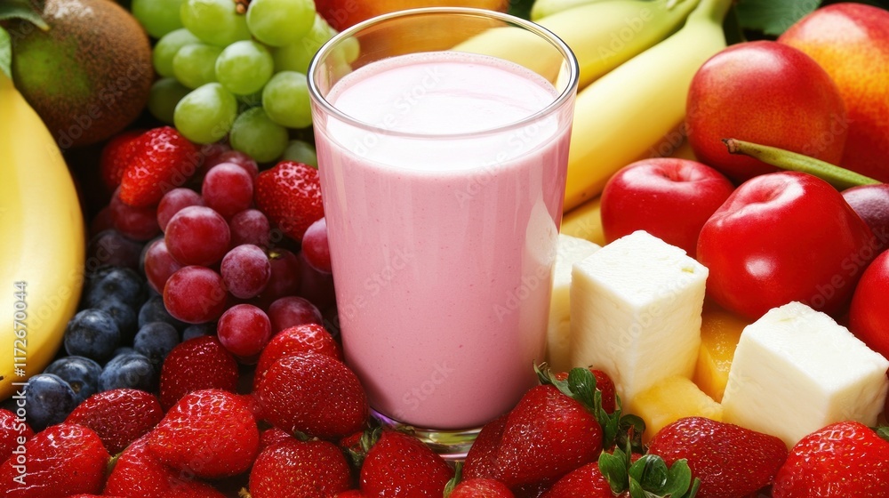 Delicious Strawberry Smoothie with Assorted Fresh Fruits: A Vibrant and Healthy Breakfast or Snack Option Delicious Strawberry Smoothie with Assorted Fresh Fruits: A Vibrant and Healthy Breakfast or Snack Option