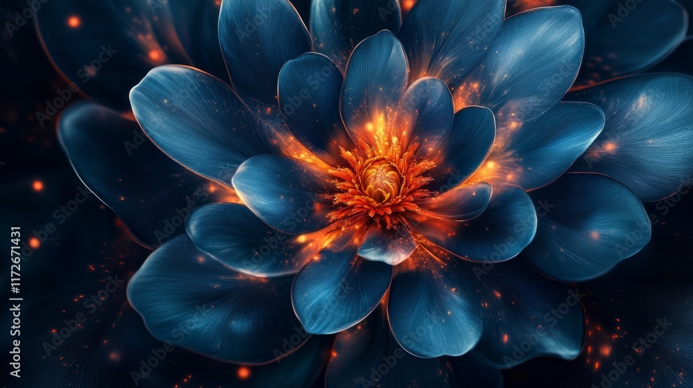 Fototapeta premium Glowing Blue Flower: A Digital Art Masterpiece