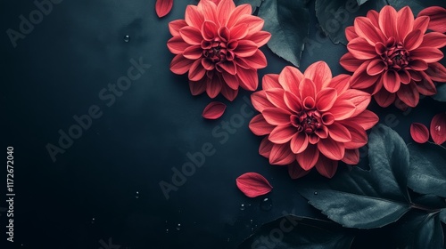 Elegant Dahlia Blooms on Dark Background