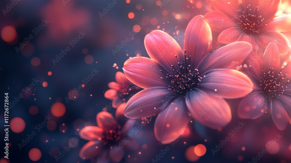 Fototapeta premium Enchanted Pink Blooms: A Dreamlike Floral Fantasy