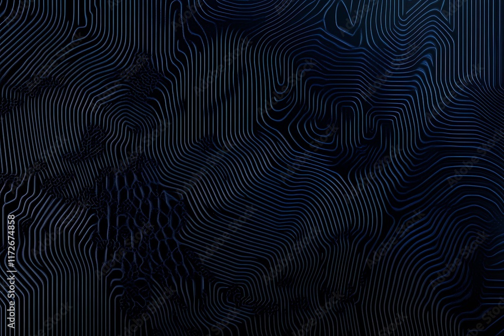 Abstract close-up of a glowing blue digital circuit board, showcasing intricate connections and technological design on a black background.