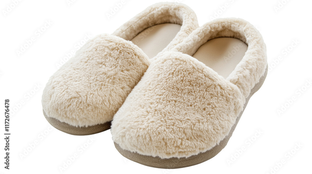 A cozy pair of slippers, isolated on transparent background A cozy pair of slippers, isolated on transparent background