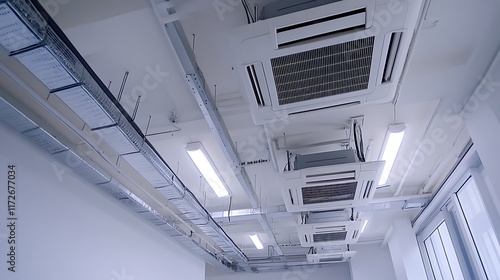 Ceiling Mounted Air Conditioning Units in a Modern Building