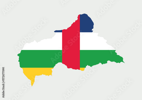 
Central African Republic Map vector icon. Map of Central African Republic in Flag colors.