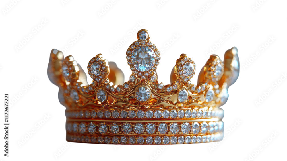 Fototapeta premium Elegant crown design, minimalist style, set against a clean white backdrop, showcasing refined simplicity and regal charm.