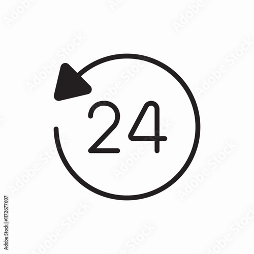 Twenty four hours service icon vector sign