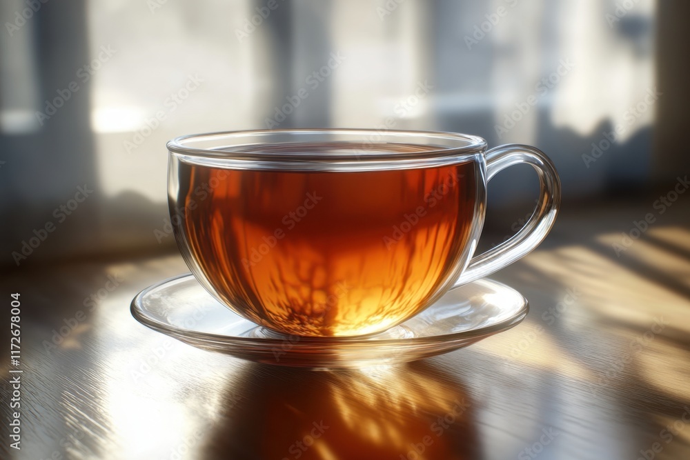 Enjoying a warm cup of herbal tea on a sunny morning by the window Enjoying a warm cup of herbal tea on a sunny morning by the window