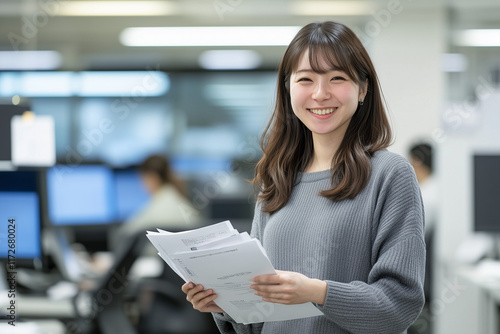笑顔の女性社員・働き方改革のイメージ
