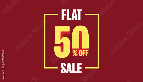 Flat 50% off banner with logo. Special Offers 50% Discount Tag, Sale Flat 50% Percent Off, big offer, Sale, flat, Special Offer Label, Sticker, Tag, Banner, Advertising