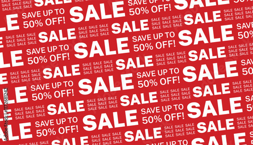 The sales word is in the tag cloud, the shopping and promotion concept, and the vector graphics. Sale seamless pattern