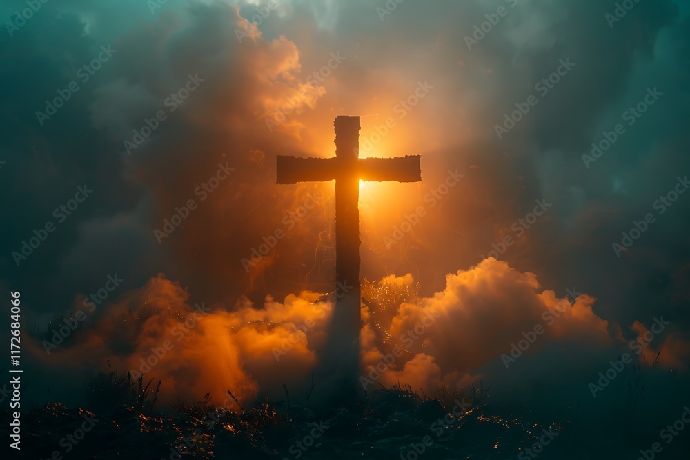 Obraz premium A Radiant Holy Cross Representing Spiritual Strength and Redemption 