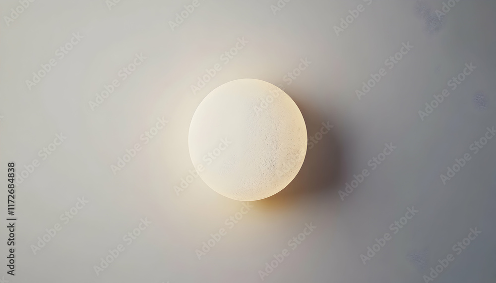 Modern minimalist round wall lamp, glowing softly against a neutral background. Perfect for interior design, home decor, and architectural photography. Modern minimalist round wall lamp, glowing softly against a neutral background. Perfect for interior design, home decor, and architectural photography.