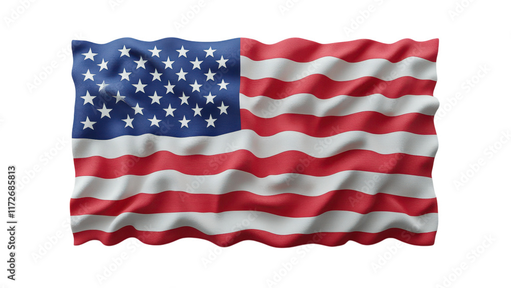 Fototapeta premium Minimalist American flag design, stark white backdrop, emphasizes simplicity and patriotism, ideal for modern decor or graphic use