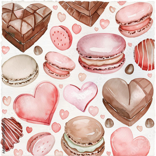 Sweet Delights: Macarons and Chocolate Hearts