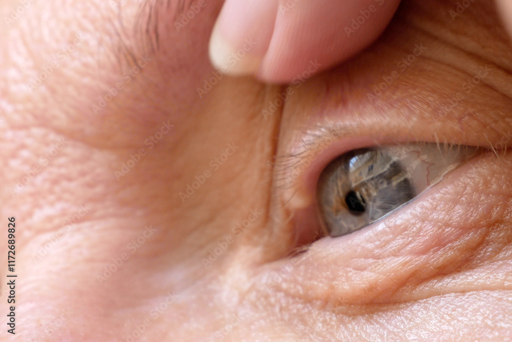 eyelid pimple macro close up. pimple near eye. hygiene problem. blockage of the sebaceous glands due to dry eyes. eyelid pimple macro close up. pimple near eye. hygiene problem. blockage of the sebaceous glands due to dry eyes.