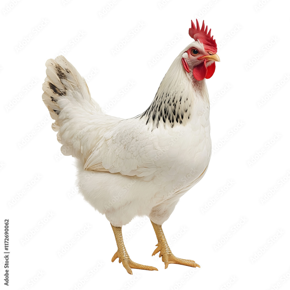 Fototapeta premium hite hen isolated on a white background poultry