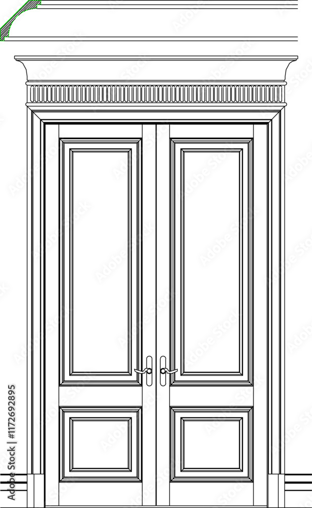 vector sketch illustration of the silhouette of a teak wood door design with classic vintage ethnic traditional carving details with a size scale.eps vector sketch illustration of the silhouette of a teak wood door design with classic vintage ethnic traditional carving details with a size scale.eps