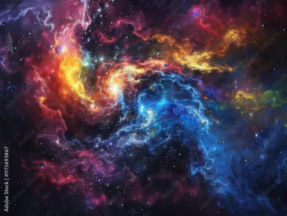 Fototapeta premium Colorful Swirls of Cosmic Nebula in Space