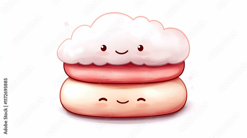 A cute illustration of two smiling marshmallow-like characters stacked on top of each other, showcasing a playful and whimsical design. A cute illustration of two smiling marshmallow-like characters stacked on top of each other, showcasing a playful and whimsical design.