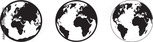 Silhouette Set of Earth Planet vector illustration with white background