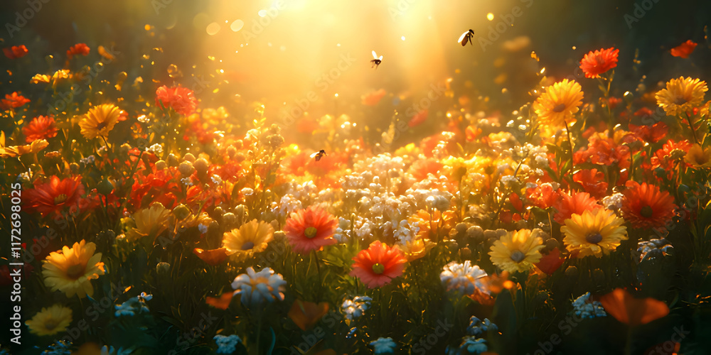 red and yellow flowers Generative AI red and yellow flowers Generative AI