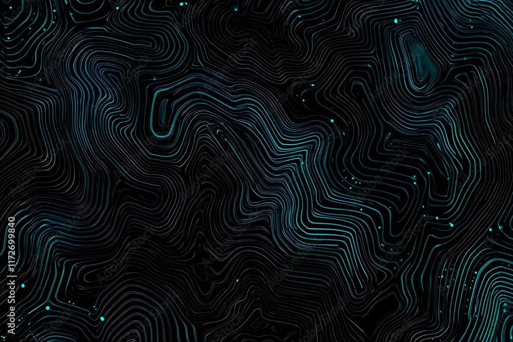 Obraz premium Abstract close-up of a glowing blue digital circuit board, showcasing intricate connections and technological design on a black background. 