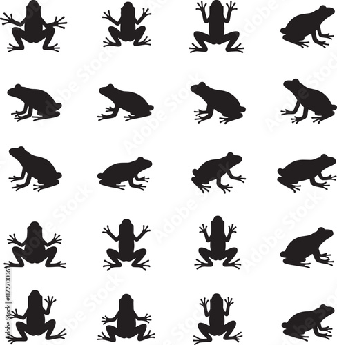 Silhouette Frog icon set collection frog logo with white background