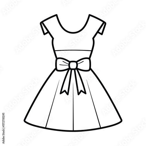 Dress icon, outline, silhouette, vector, illustration, isolated on white background