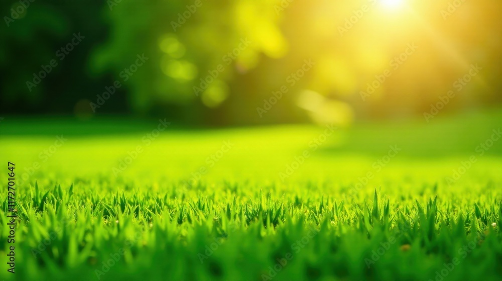 Vibrant Green Grass Illuminated by Warm Sunlight in a Serene Natural Setting Vibrant Green Grass Illuminated by Warm Sunlight in a Serene Natural Setting