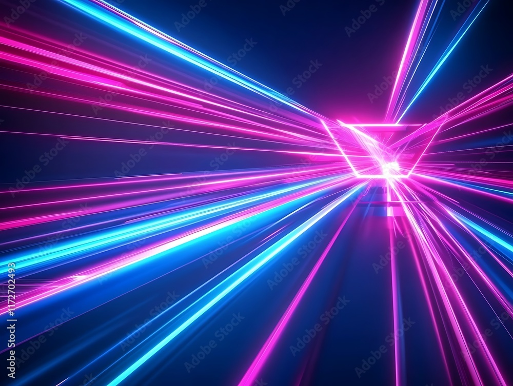 Abstract Neon Lines Converging Towards a Bright Center Abstract Neon Lines Converging Towards a Bright Center