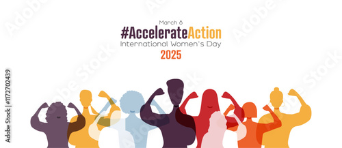 Women show their strength. International Women's Day 2025 concept. #AccelerateAction	