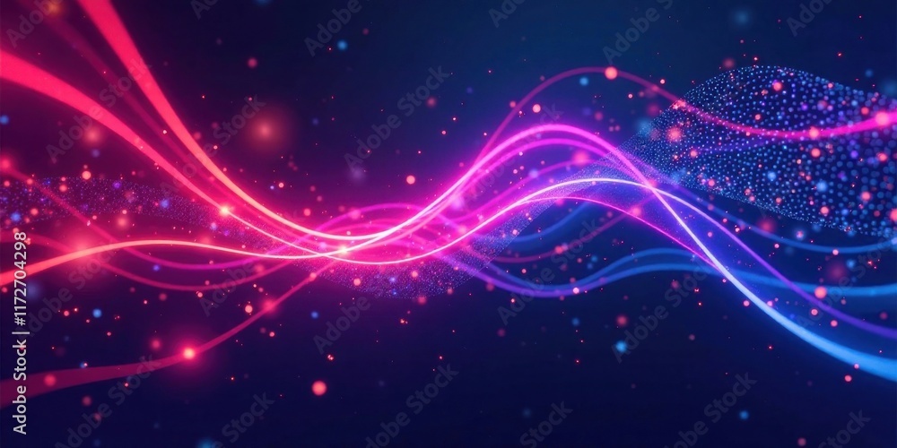 Abstract Pink and Blue Glowing Wave Lines with Particle Effects Abstract Pink and Blue Glowing Wave Lines with Particle Effects