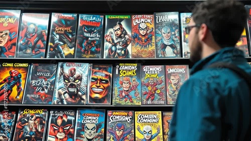 A man curates AI-driven digital comic libraries tailored to specific genres and reader preferences. photo