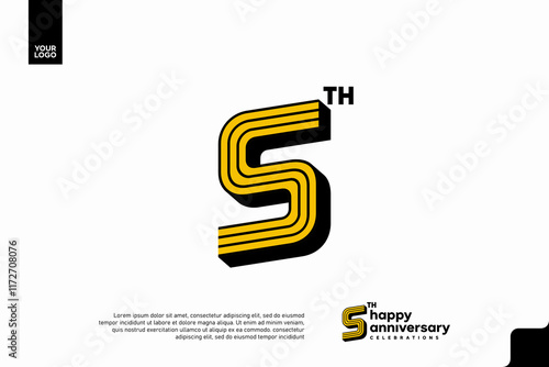 Number 5 logo icon design, 5th birthday logo number, anniversary 5