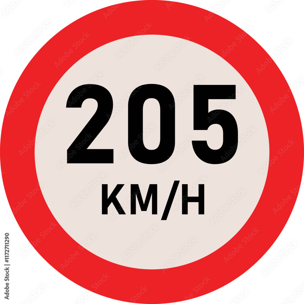 205 Kilometer Speed Limit Sign 205 Kilometer Speed Limit Sign