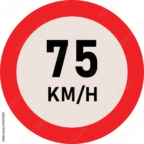 75 Kilometer Speed Limit Sign