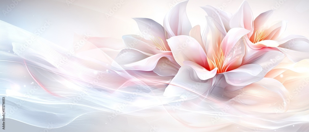 Elegant Pink and White Lilies with Flowing Abstract Background Soft Floral Design Elegant Pink and White Lilies with Flowing Abstract Background Soft Floral Design