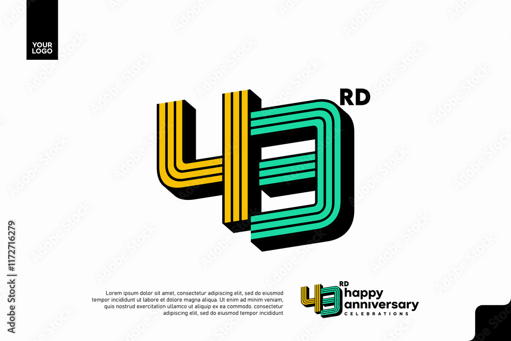 Fototapeta premium Number 43 logo icon design, 43rd birthday logo number, anniversary 43