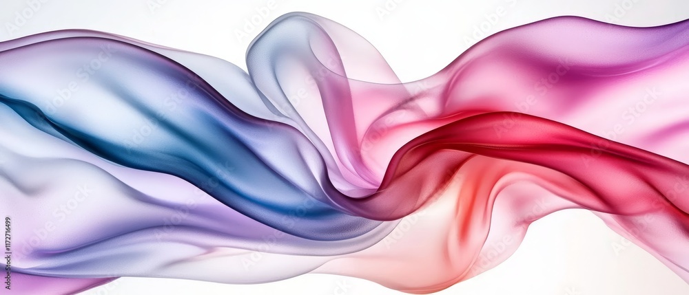 Obraz premium Abstract Colorful Swirling Fabric Flowing Silk Texture Pink Blue Red Hues Elegant Design