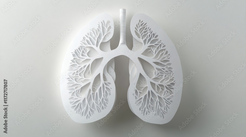 Lung Health 3D paper lungs with airways paper Art Background Lung Health 3D paper lungs with airways paper Art Background