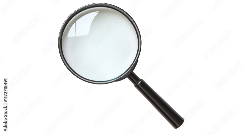 Black magnifying glass, isolated on transparent background Black magnifying glass, isolated on transparent background